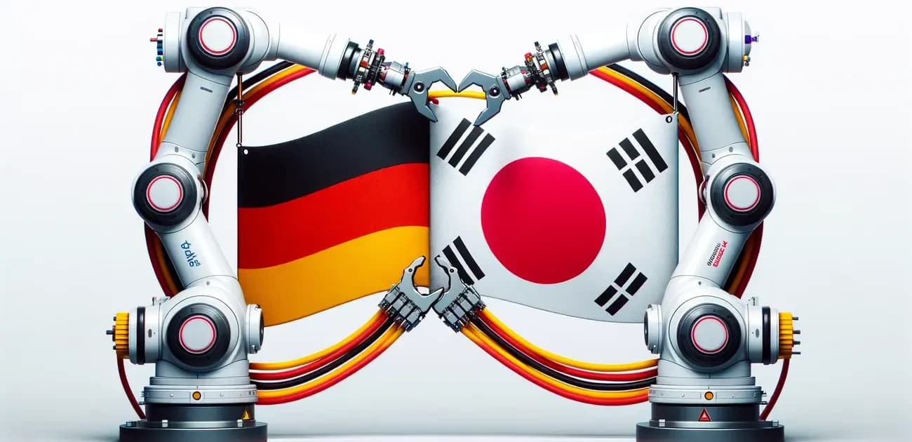 Illustration of robots and flags