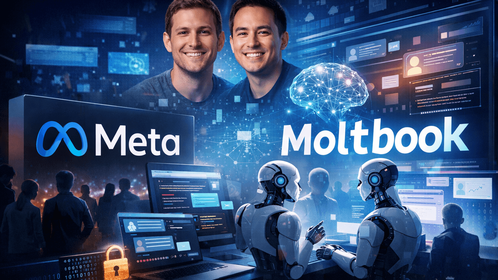 Illustration of Moltbook and Meta