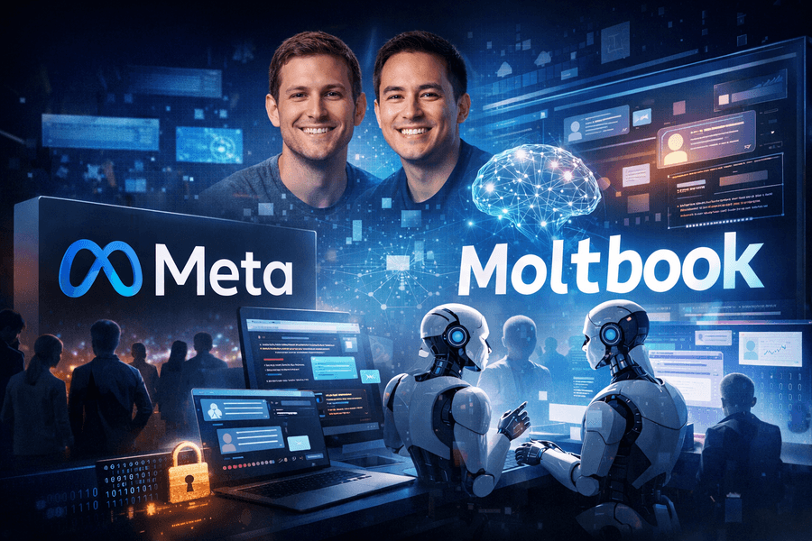 Illustration of Moltbook and Meta