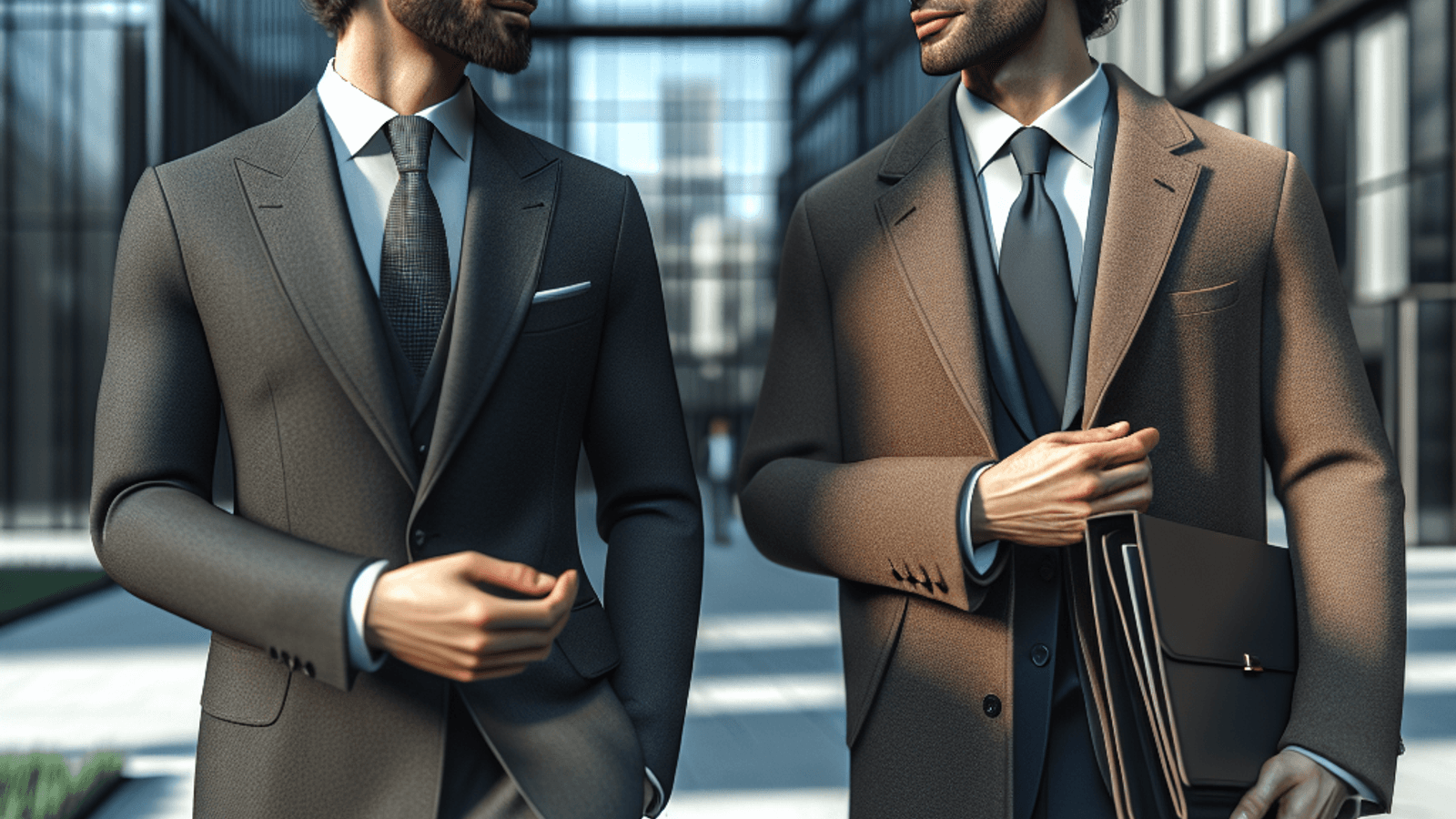 Ugur Sahin and Özlem Türeci walk together outside a modern biotech headquarters, conversing.